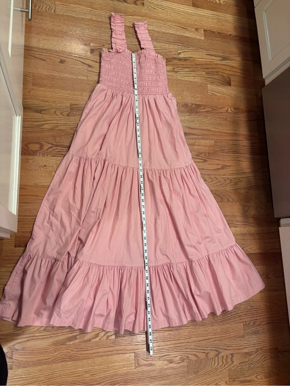 Abercrombie & Fitch Pink Smocked Tiered Maxi Dress Ruffle Straps Medium